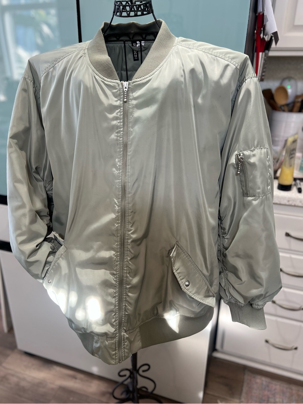 H&M Divided Sage Green Oversized Bomber Jacket XXL